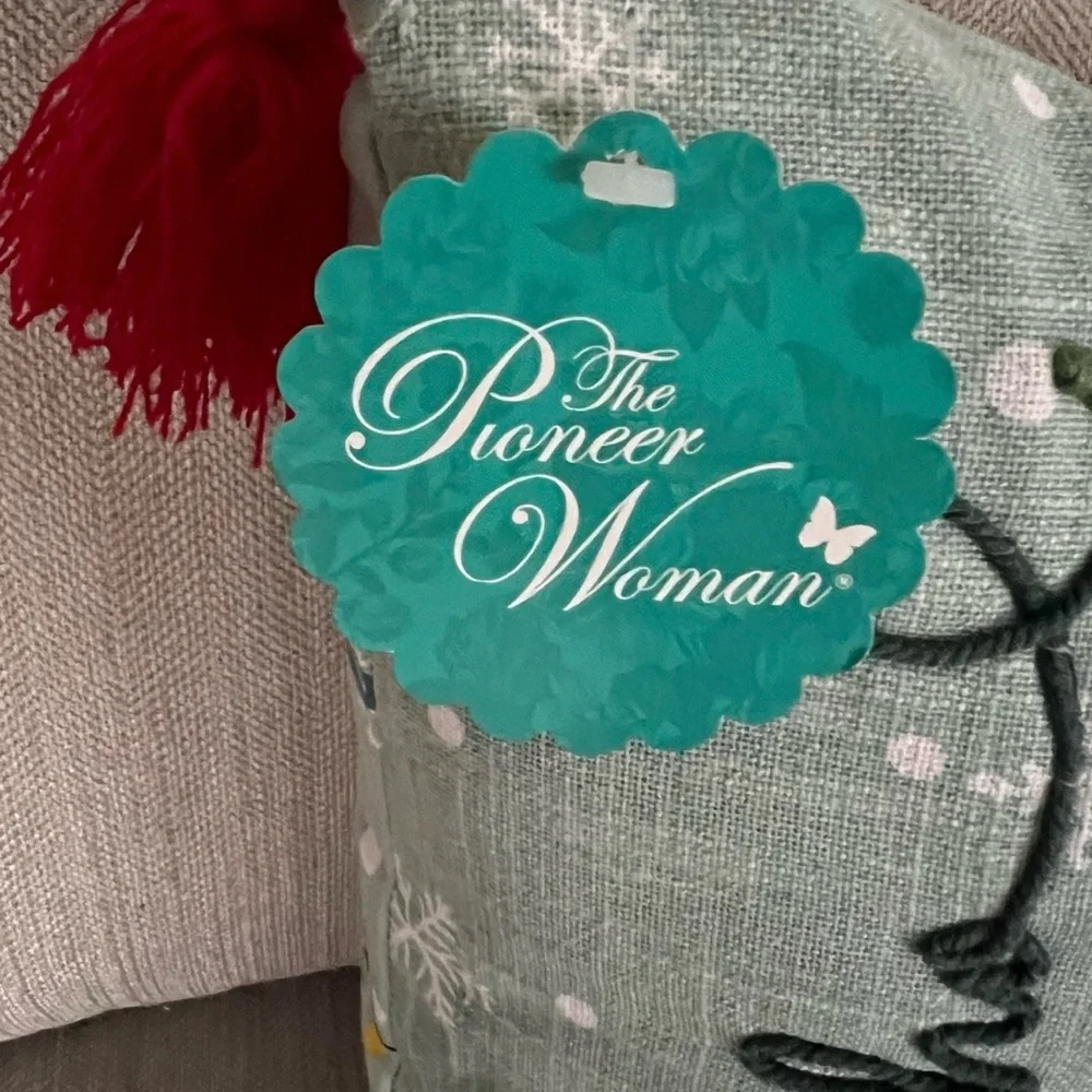 The Pioneer Woman Red and Green Holiday Boot Pillow